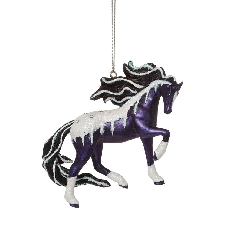 Trail of Painted Ponies Frosted Black Magic 20th Anniversary Christmas Horse Ornament 3.3in H