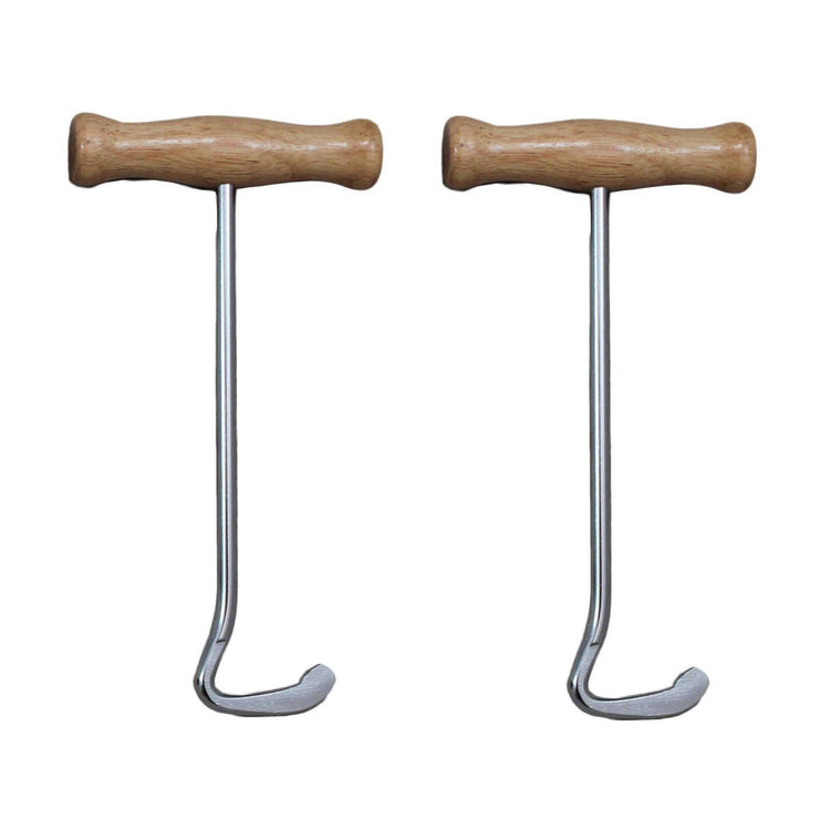 Derby Boot Pull Hooks with Wood Handles Pair 7.5"