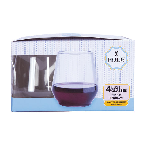 Luxe Stemless Wine Glasses 12oz. - Set of 16