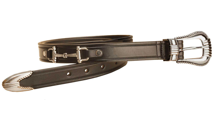 Tory Leather Silver Snaffle Bits Belt & 3-Piece Buckle Set