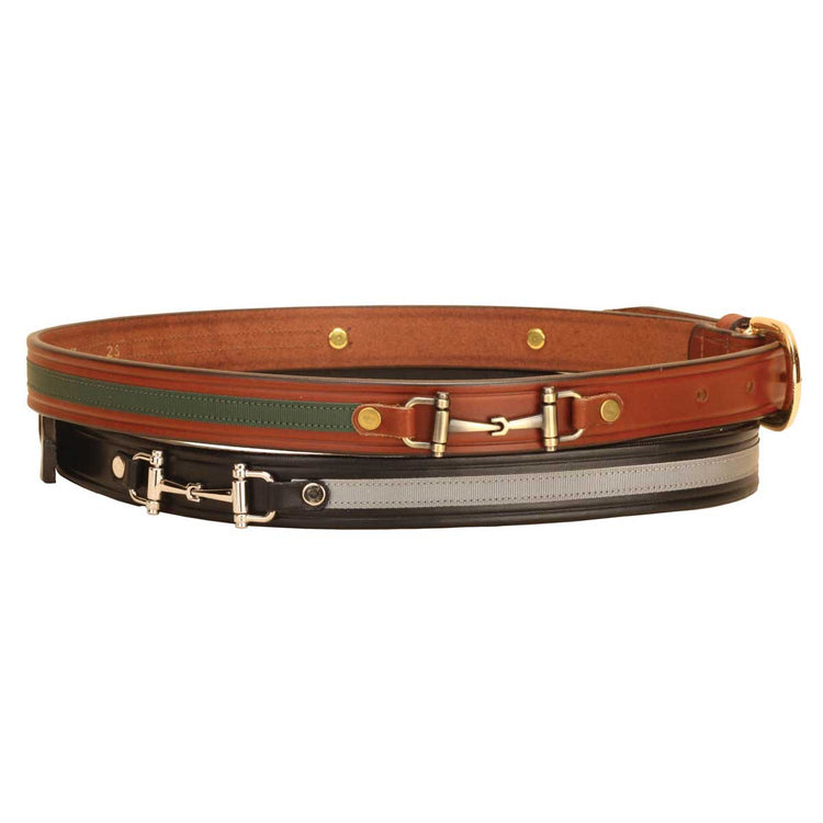 Tory Leather Green Ribbon & Snaffle Bits Leather Belt