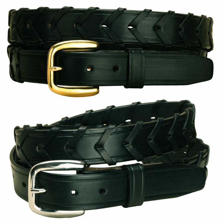 Tory Leather 1-1/4" Laced Leather Belt with Nickel Buckle