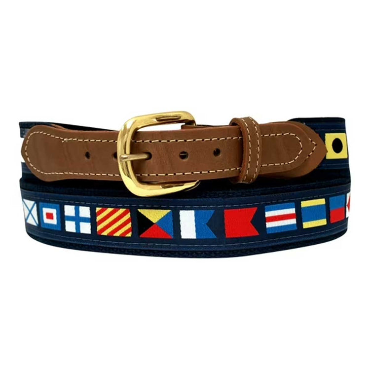 Tory Leather 1" Nautical Web Belt with Leather Billets