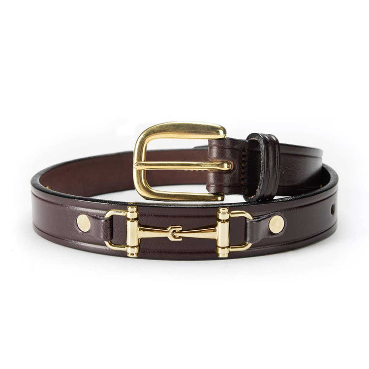 Tory Leather 1" Snaffle Bit Leather Belt with Nickel Hardware
