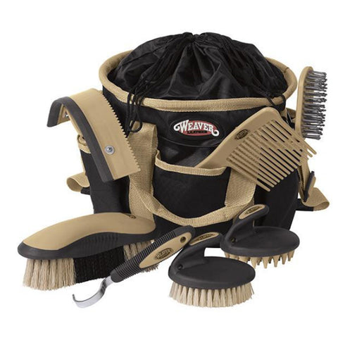 Weaver Leather Grooming Kit - 7 Piece with Bag - Black/Tan or Grey/Pink