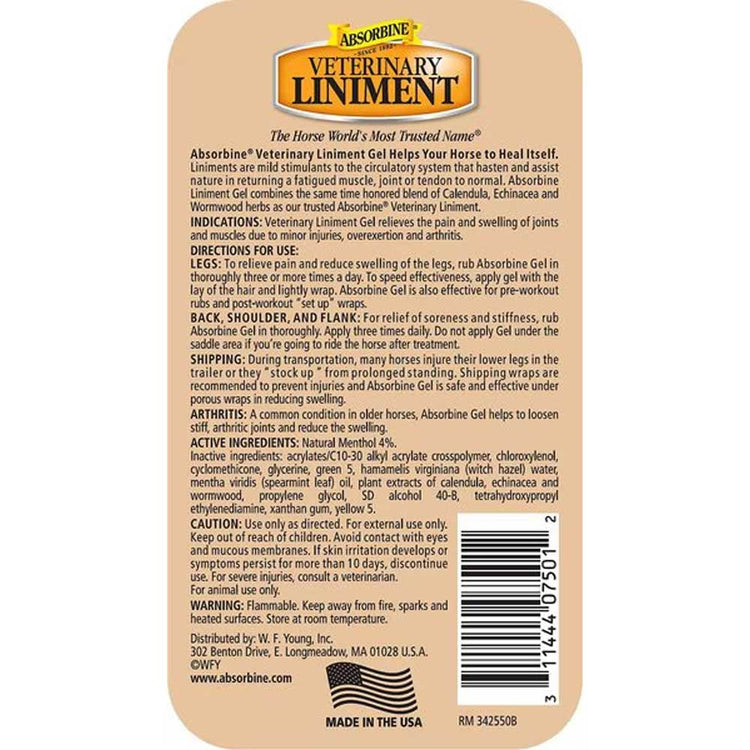 W F Young Absorbine Veterinary Liniment Gel