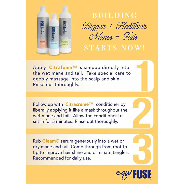 EquiFUSE CitraShampoo Sulfate-Free + Moisturizing Horse Shampoo - 16oz