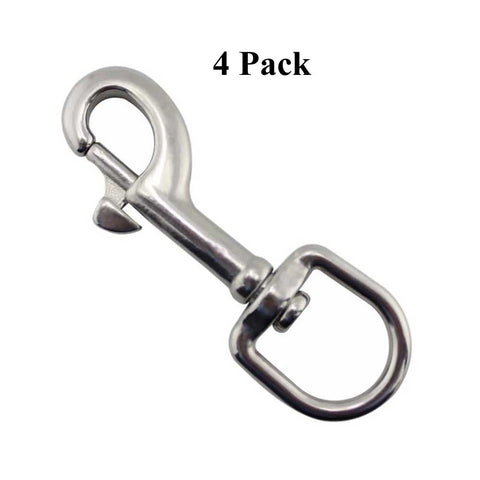 Zinc Alloy Swivel Eye Bolt Snap Hooks Nickel Plated Spring Pet Buckle Trigger Keychain Clips for Linking Pet Lanyards, Dog Leashes, Handmade Crafts(Pack of 4) (Silver)