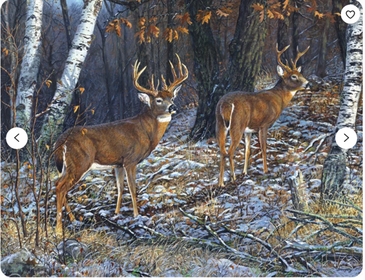 River's Edge Tempered Glass Cutting Board - Deer Bucks in the Woods