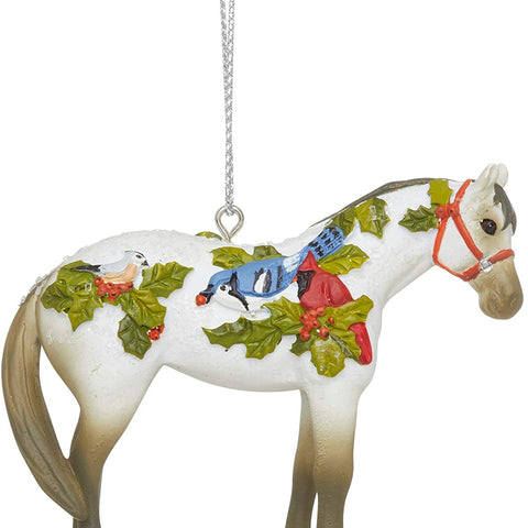 Painted Ponies Xmas Winter Feathers Christmas Horse Ornament