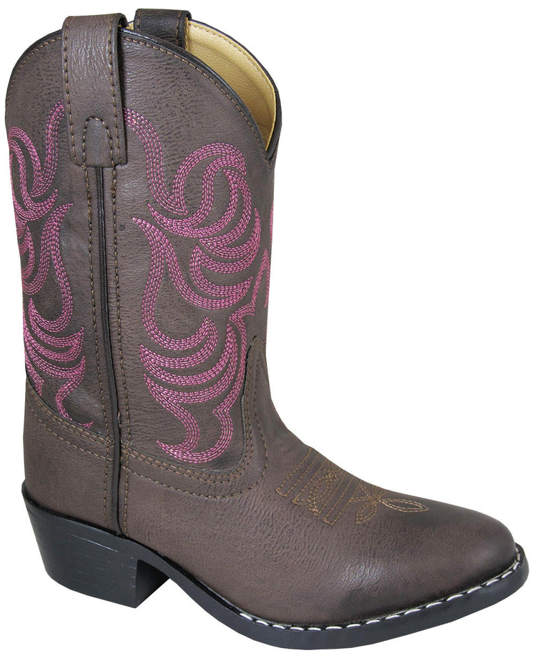 SMOKY MOUNTAIN BOOTS Monterey Western Boots -1624 - Brown/Pink Stitching - Youth
