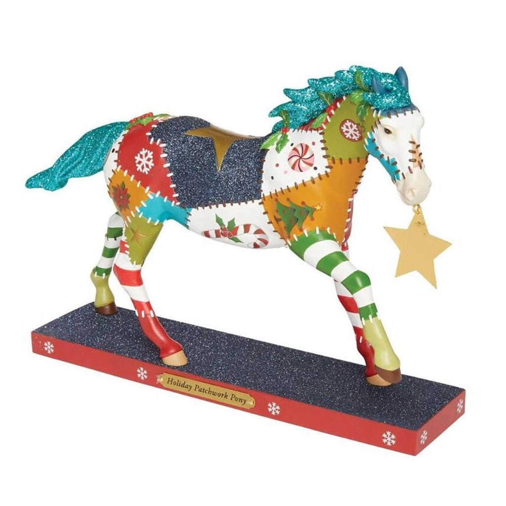 Trail of Painted Ponies Holiday Patchwork Pony Christmas Figurine 7in H