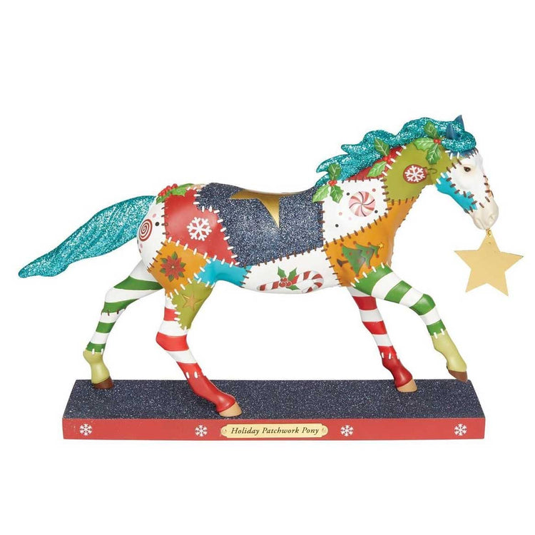 Trail of Painted Ponies Holiday Patchwork Pony Christmas Figurine 7in H