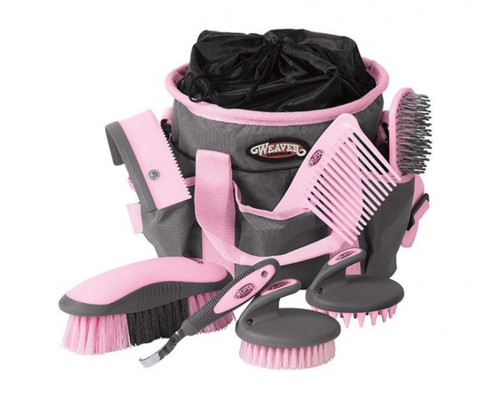 Weaver Leather Grooming Kit - 7 Piece with Bag - Black/Tan or Grey/Pink
