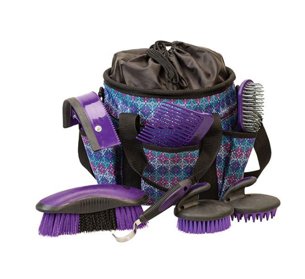 Weaver Leather Grooming Kit - 7 Piece with Bag - Insignia or Purple Geo