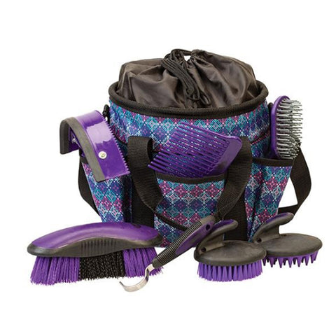 Weaver Leather Grooming Kit - 7 Piece with Bag - Insignia or Purple Geo