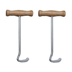 Derby Boot Pull Hooks with Wood Handles Pair 7.5"