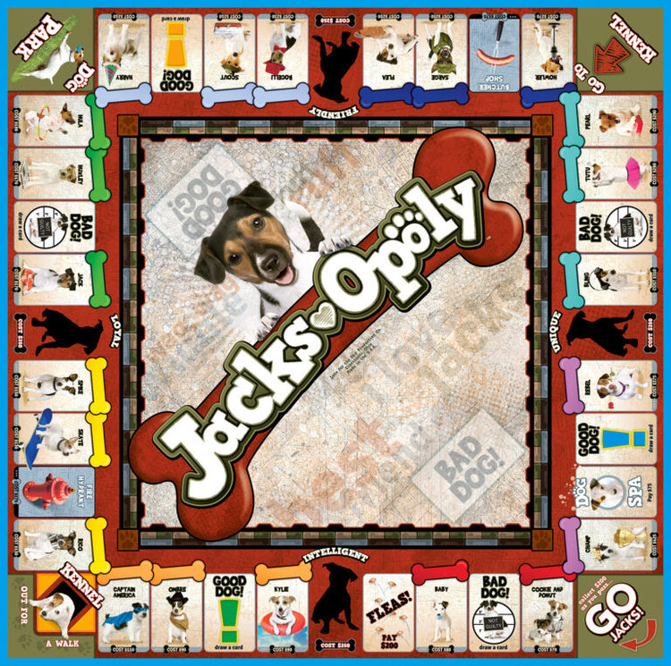 Late For The Sky: Jacks- Opoly - Jack Russell Terrier Dog Themed Family Board Game, Opoly-Style, Traditional Or 1 Hr Version, Ages 8+, 2-6 Players