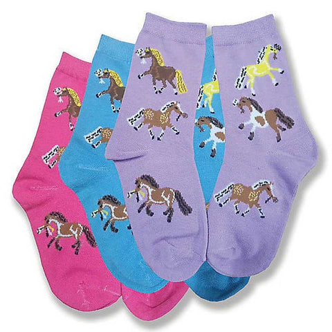 Kids Crew Socks 3 PONIES CHILDS ASST (3-PACK)