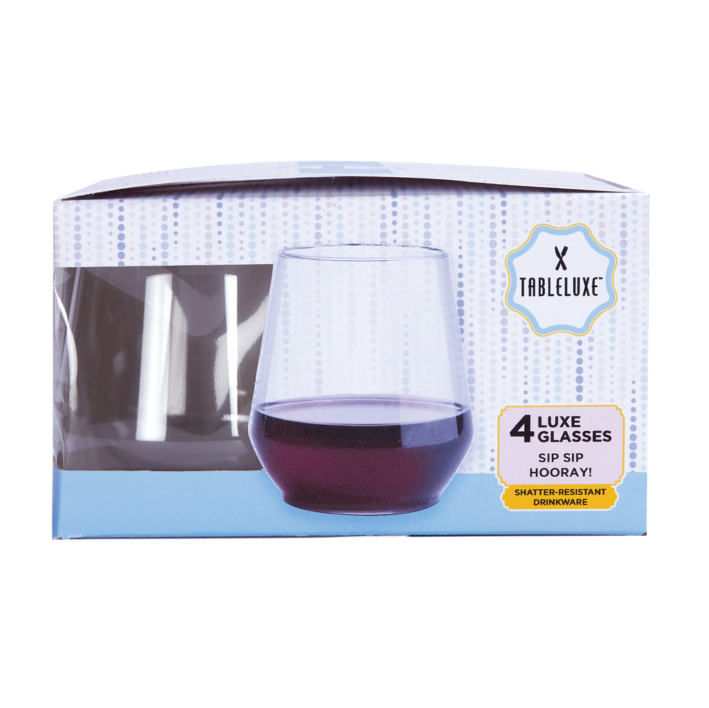 Luxe Stemless Wine Glasses 12oz. - Set of 16