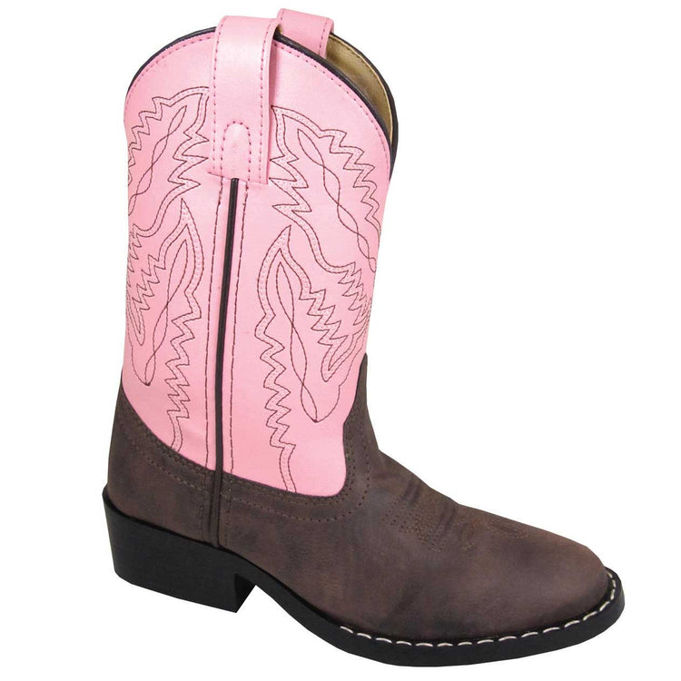 Smoky Mountain Girls' Monterey Western Boots - Round Toe Brown/Pink Size 3.5 - 7