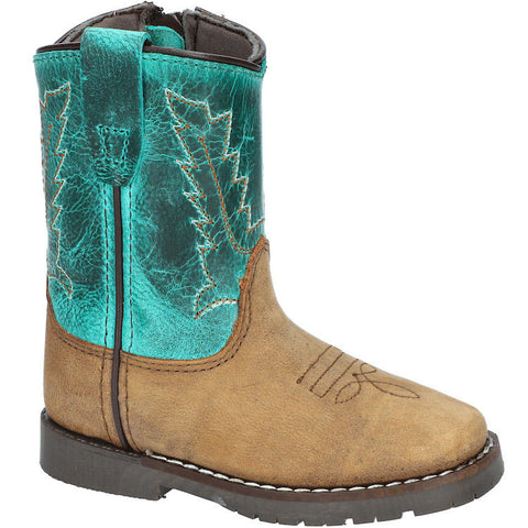 SMOKY MOUNTAIN BOOTS AUTRY Western Boots -3056T - Brown Distress/Turquoise - Toddler