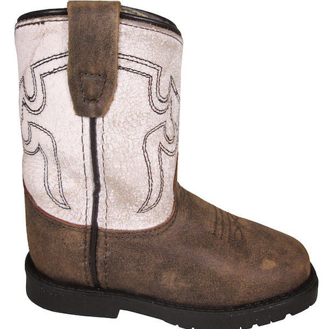 SMOKY MOUNTAIN BOOTS AUTRY Western Boots -3109T - Brown Distress/Antique White - Toddler