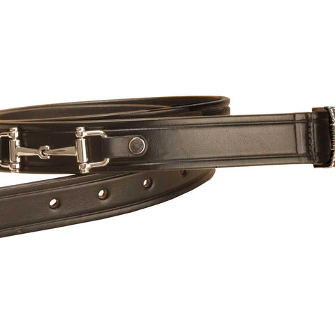 Tory Leather Silver Snaffle Bits Belt & 3-Piece Buckle Set