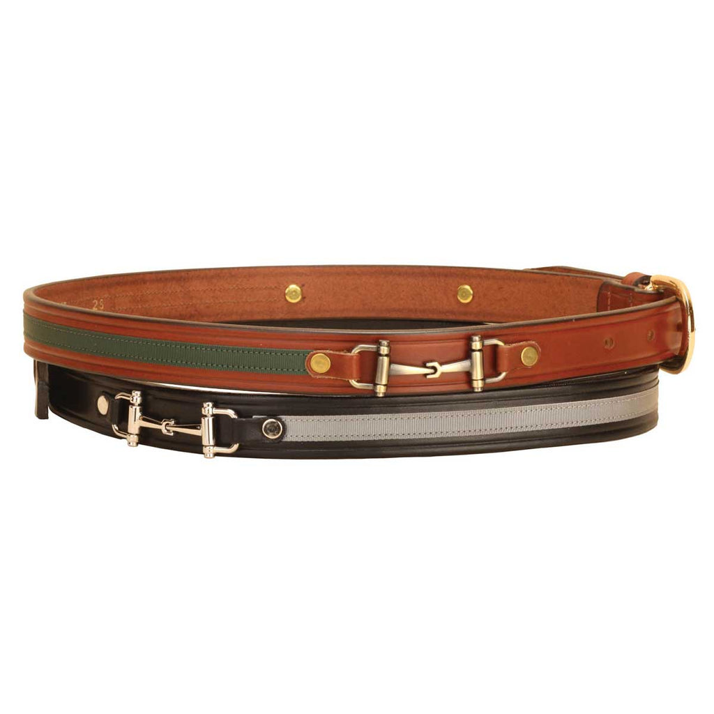 Tory Leather Green Ribbon & Snaffle Bits Leather Belt