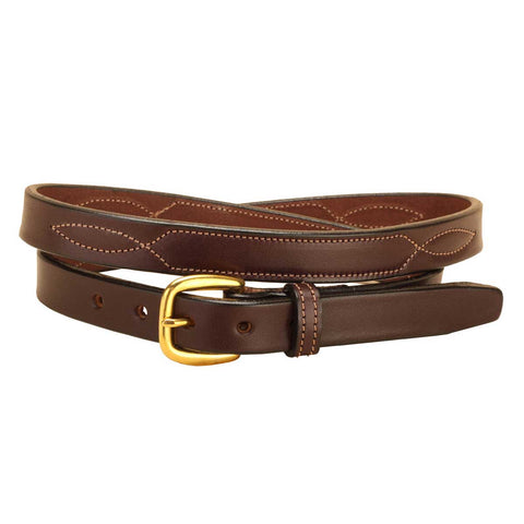 Tory Leather 3/4”  Repeated Stitched Pattern Leather Belt
