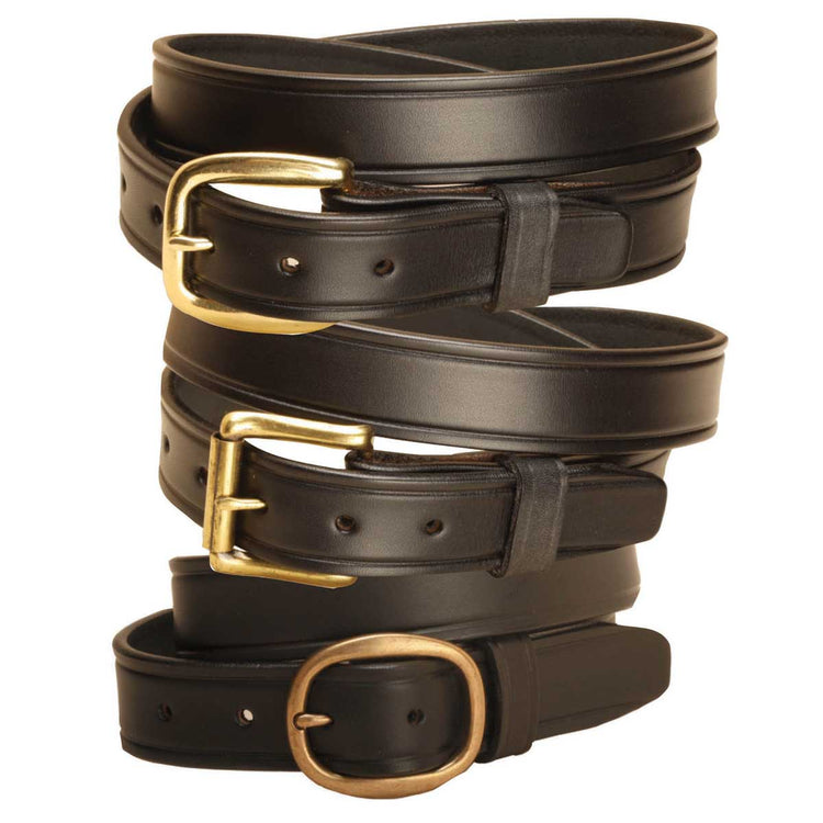 Tory Leather 1-1/4” Plain Leather Belt with Brass or Nickel Buckle
