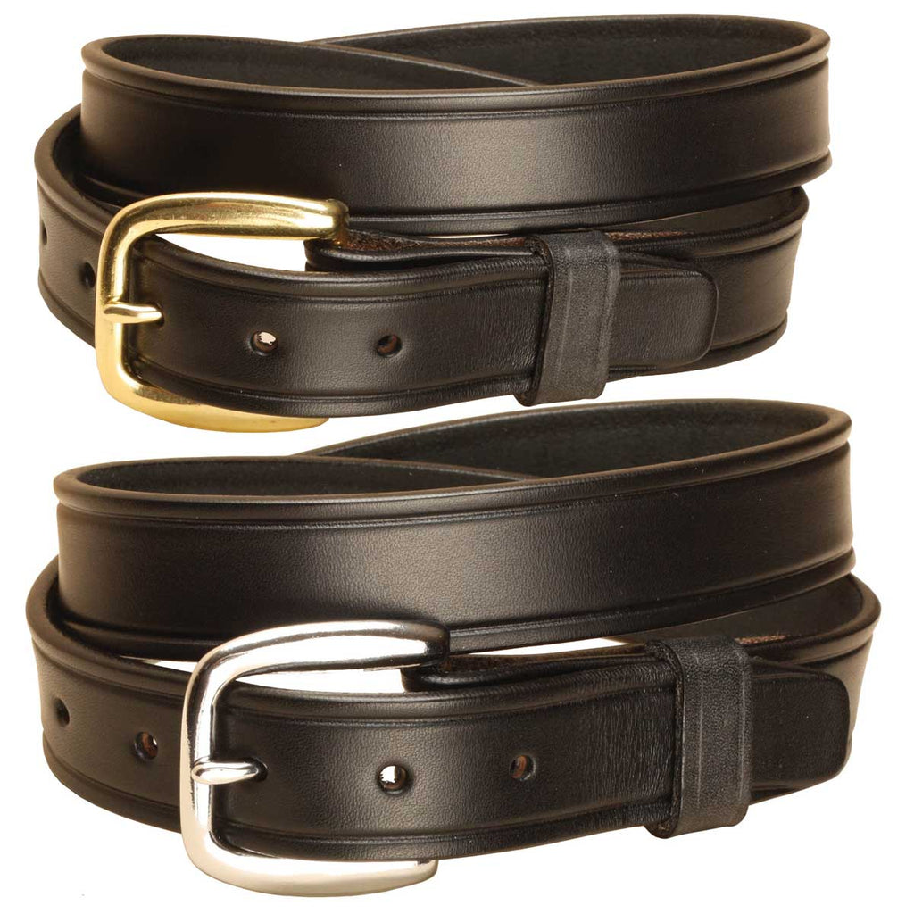 Tory Leather 1-1/4” Plain Leather Belt with Brass or Nickel Buckle