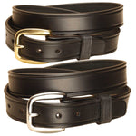 Tory Leather 1-1/4” Plain Leather Belt with Brass or Nickel Buckle