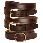 Tory Leather 1-1/4” Plain Leather Belt with Brass or Nickel Buckle