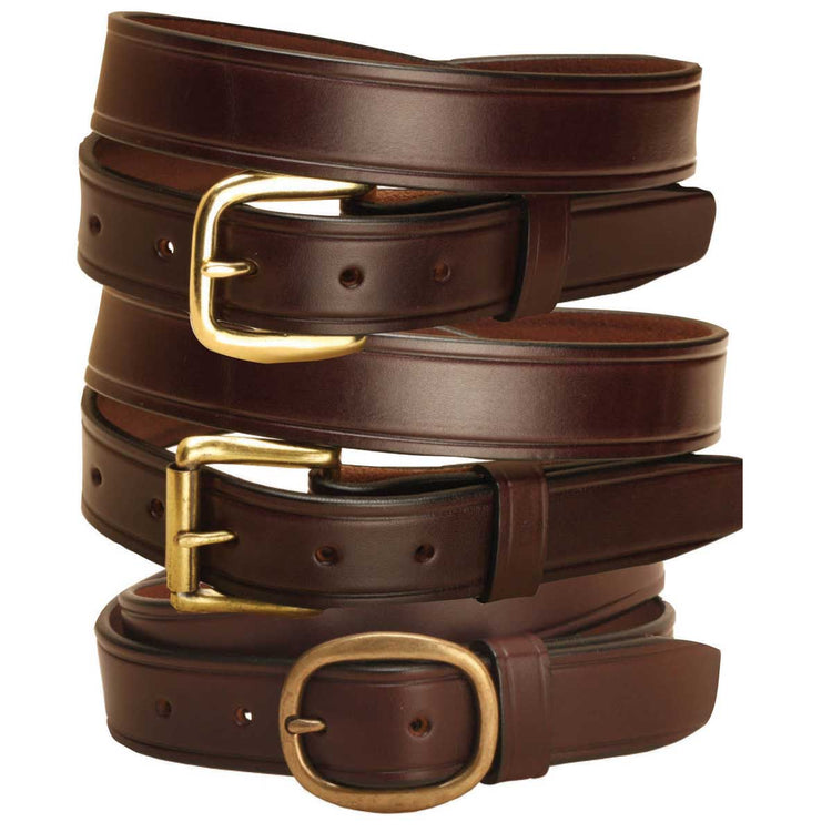 Tory Leather 1-1/4” Plain Leather Belt with Brass or Nickel Buckle