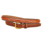 Tory Leather 3/4" Raised Fancy Stitched Leather Belt