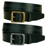 Tory Leather 1-1/2" Double Center Stitch Belt with Antique Roller Buckle