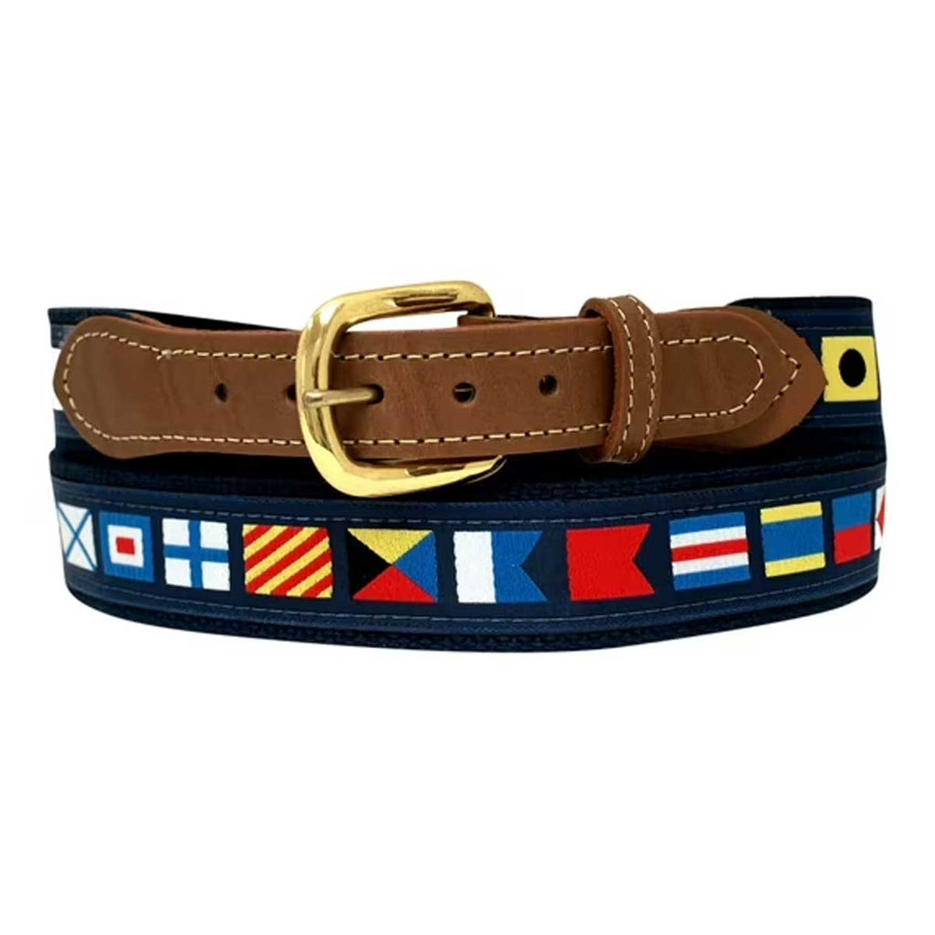Tory Leather 1" Nautical Web Belt with Leather Billets
