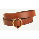Tory Leather 1-1/4" Solid Brass O-Ring Leather Belt