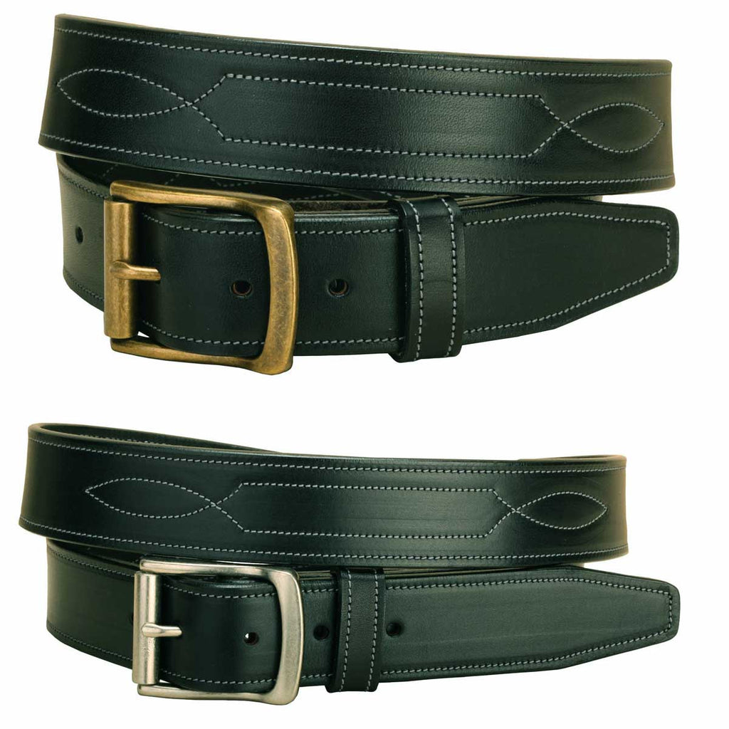 Tory Leather 1-1/2" Stitched Repeated Pattern Leather Belt