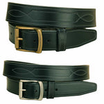 Tory Leather 1-1/2" Stitched Repeated Pattern Leather Belt