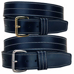 Tory Leather 1-3/4" Heavy White Triple Stitching Leather Belt