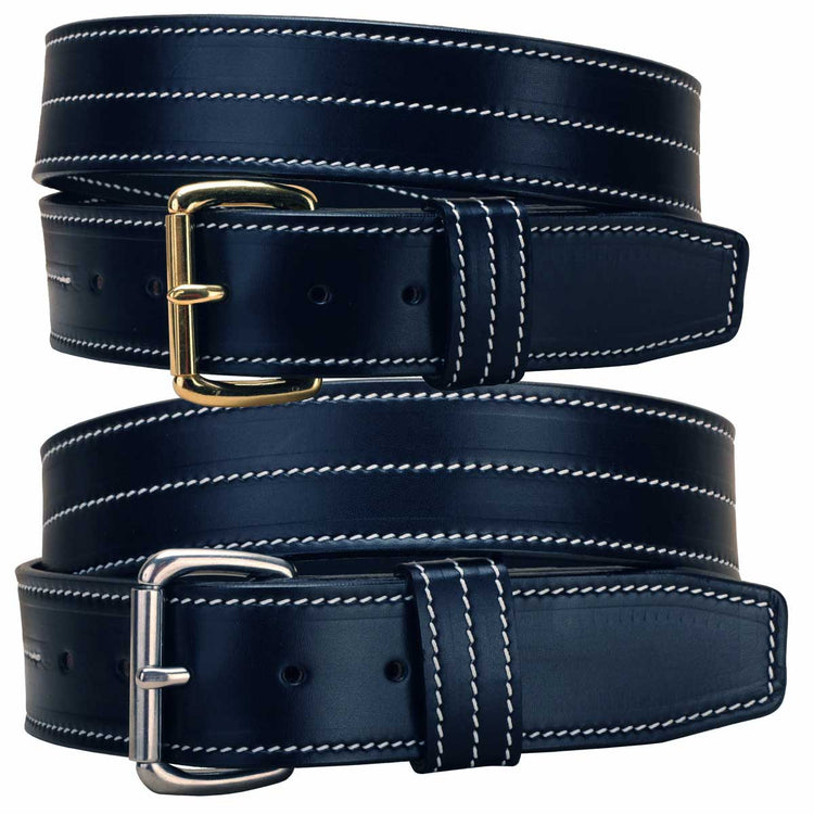 Tory Leather 1-3/4" Heavy White Triple Stitching Leather Belt