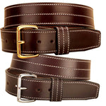 Tory Leather 1-3/4" Heavy White Triple Stitching Leather Belt