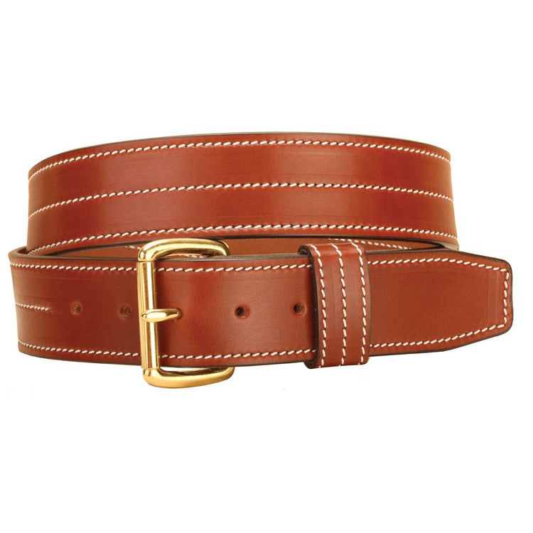Tory Leather 1-3/4" Heavy White Triple Stitching Leather Belt