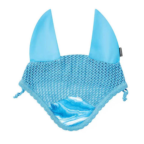 Weatherbeeta Prime Marble Ear Bonnet, Turquoise Swirl Marble Print, Size: Full
