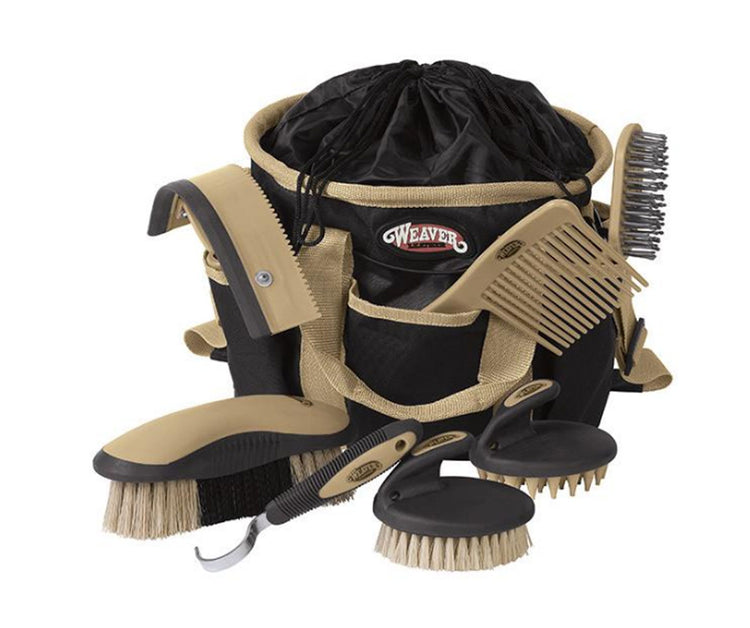 Weaver Leather Grooming Kit - 7 Piece with Bag - Black/Tan or Grey/Pink