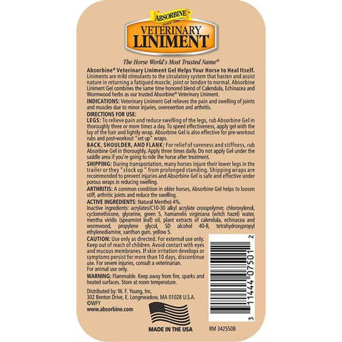 W F Young Absorbine Veterinary Liniment Gel