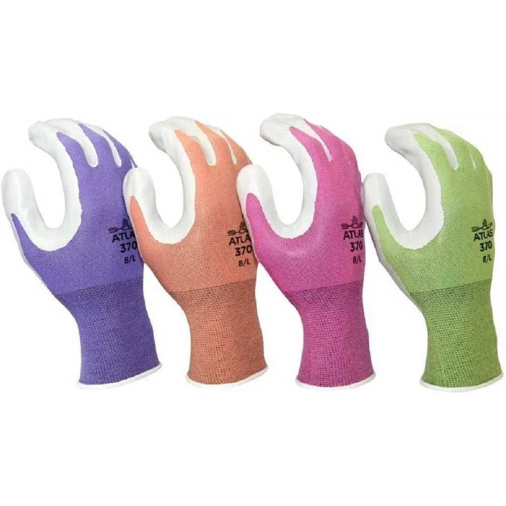 Atlas Nitrile Garden Gloves NT370  - 4 Pack Assorted Colors