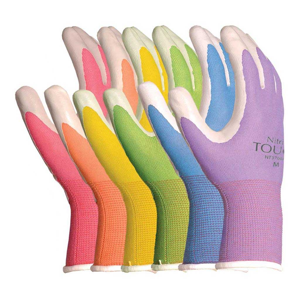 Atlas Nitrile Garden Gloves NT370  - 4 Pack Assorted Colors
